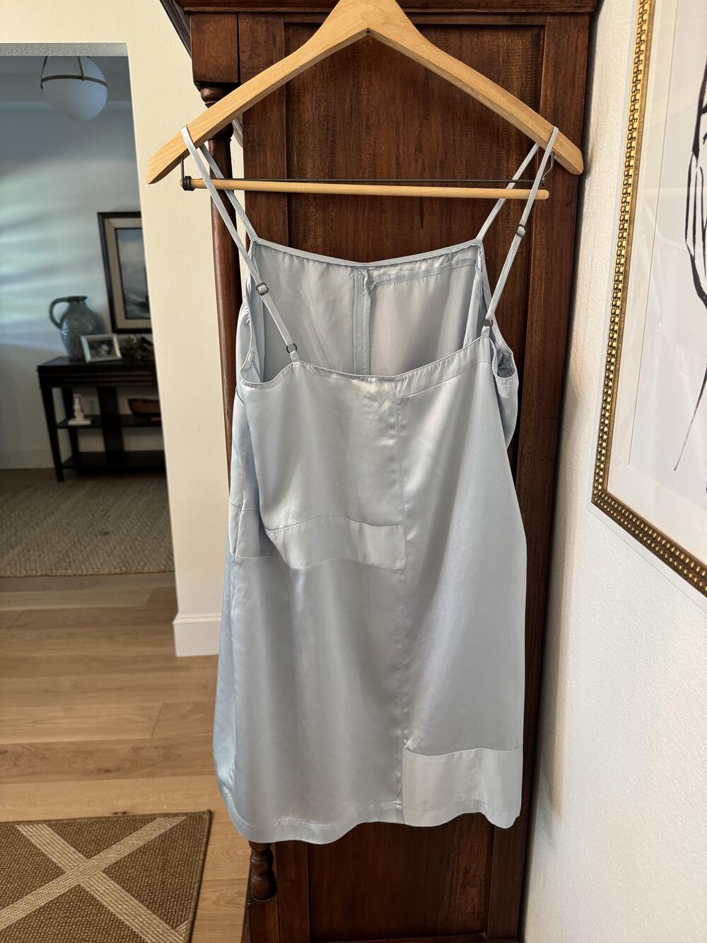 Anne Klein Women's Silk Nightgown XL Light Blue Slip Adjustable Straps - Picture 5 of 7
